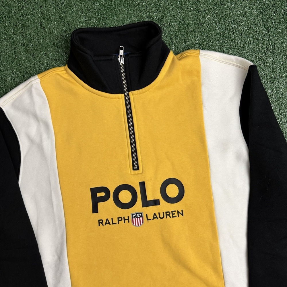 Polo Ralph Lauren 1/4 Zip 1967 Shield Logo Colorblock Sweatshirt Mens M Preppy